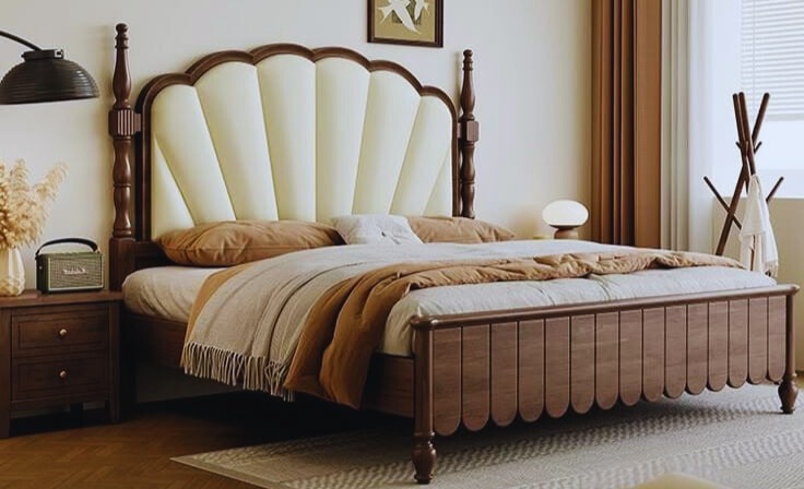 Elegant Scalloped Headboard Bed with upholstered design by RS Woodworking