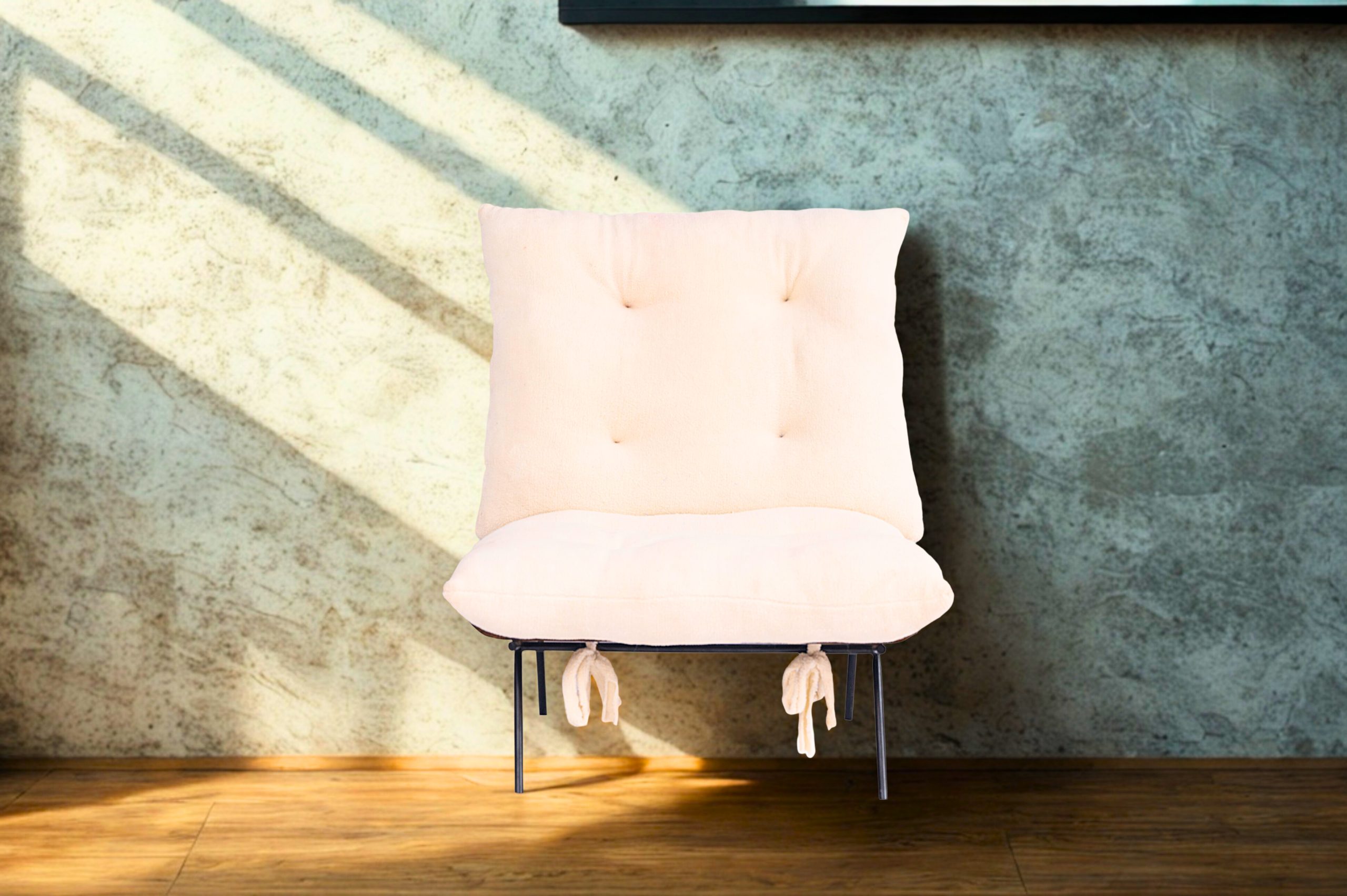 Cream Cushioned Accent Chair with plush seat and backrest by RS Woodworking