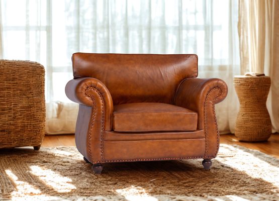Brown Leather Chesterfield Armchair – Classic Comfort by RS Woodworking