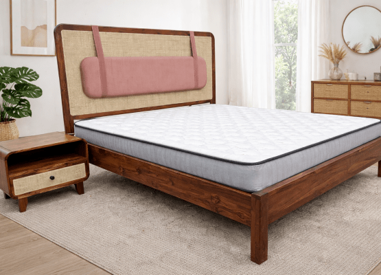 Mid-Century Modern Solid Wood Bed Set