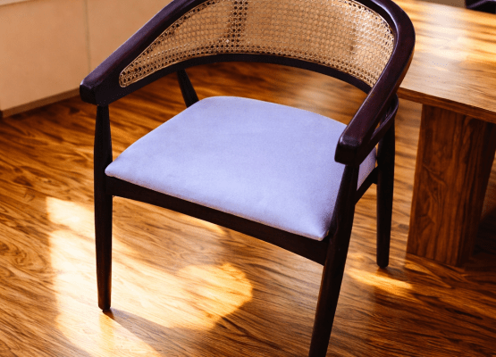 Modern Cane-Back Wooden Armchair