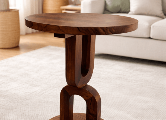 modern handcrafted solid wood side table,