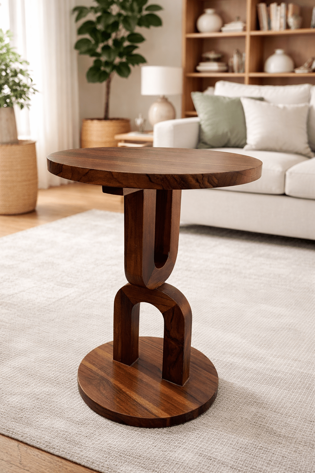 modern handcrafted solid wood side table,