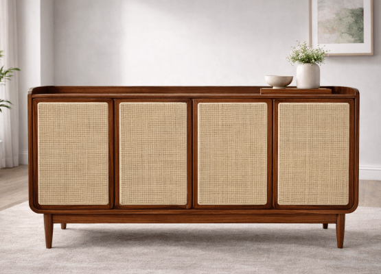 Mid-Century Modern Wooden Sideboard Cabinet