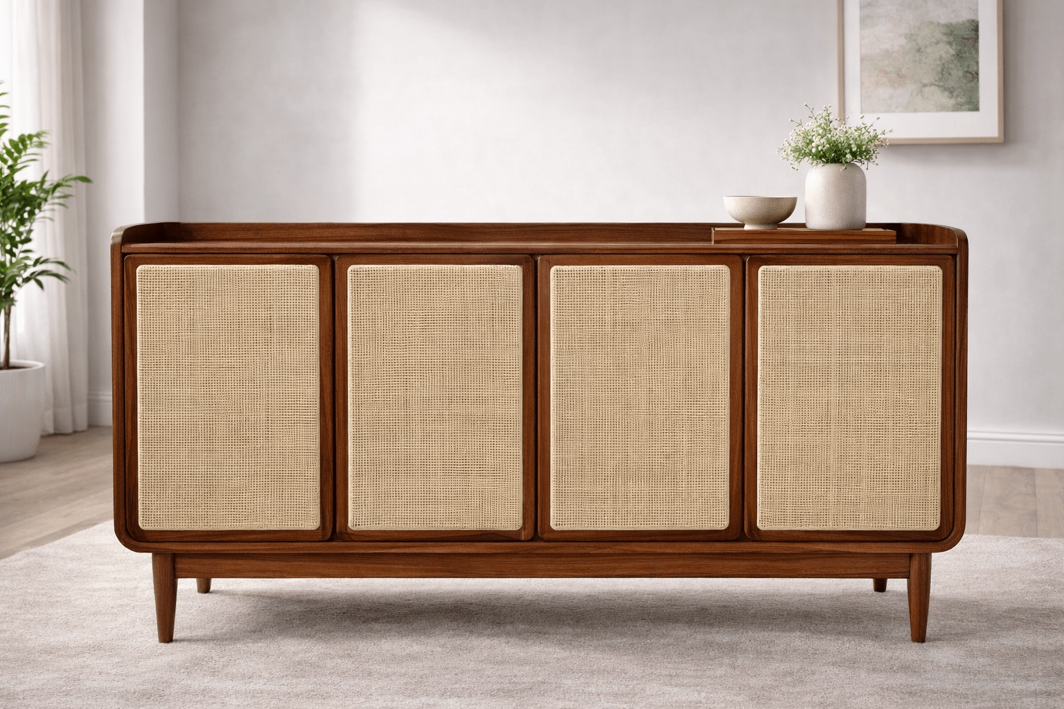 Mid-Century Modern Wooden Sideboard Cabinet