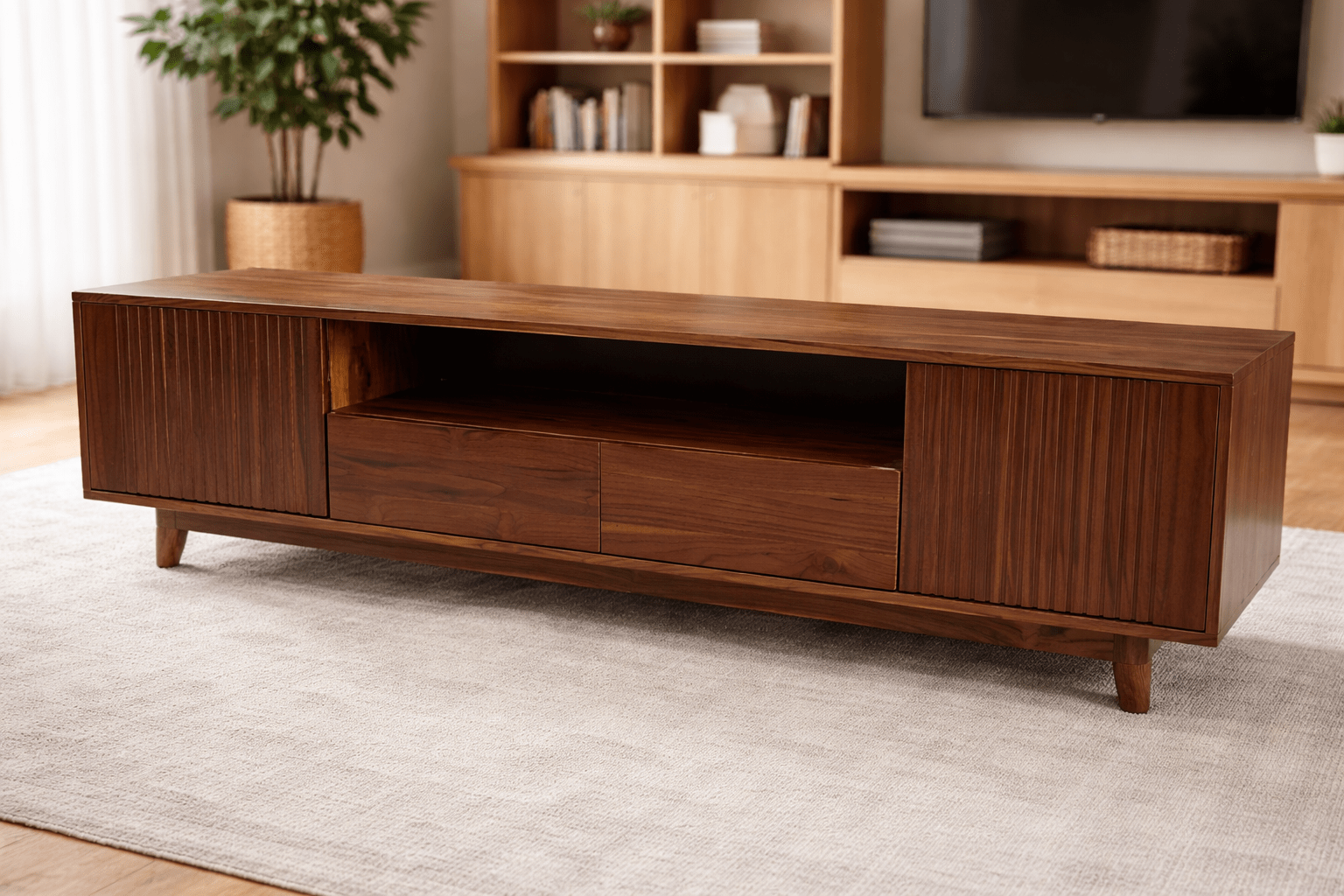 modern solid wood TV unit