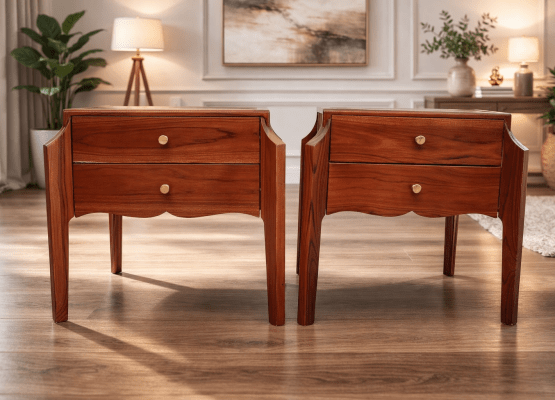 set of 2 solid wood nightstands