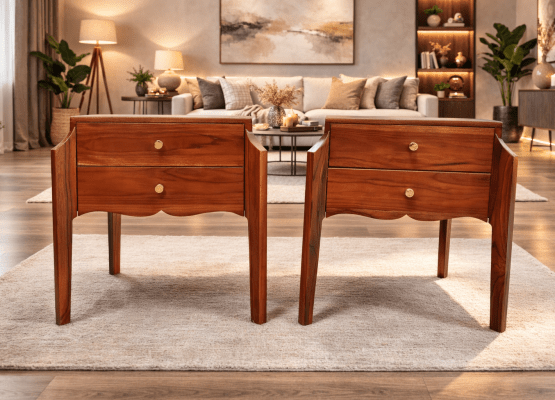 set of 2 solid wood nightstands
