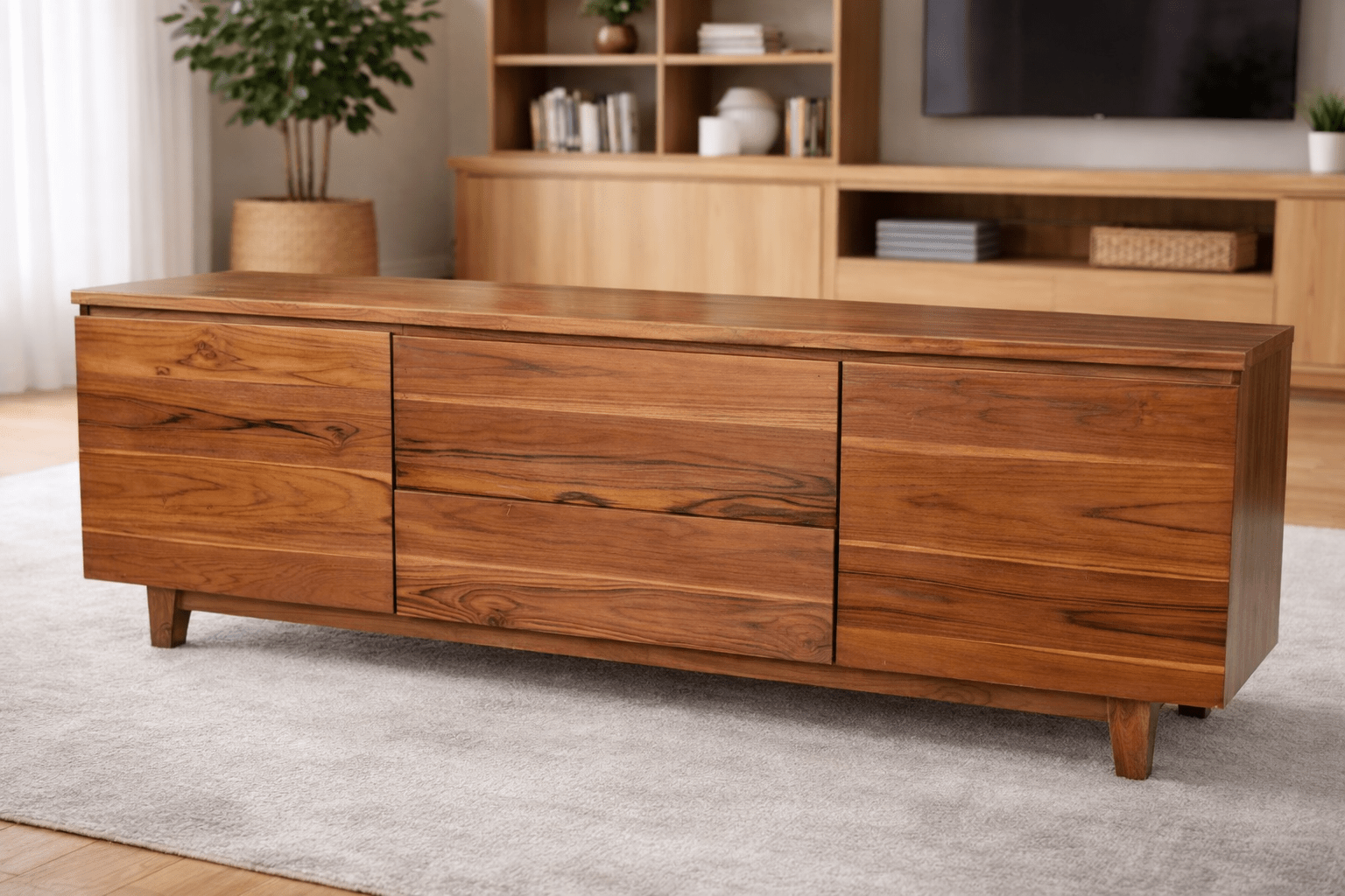 modern solid wood sideboard TV unit