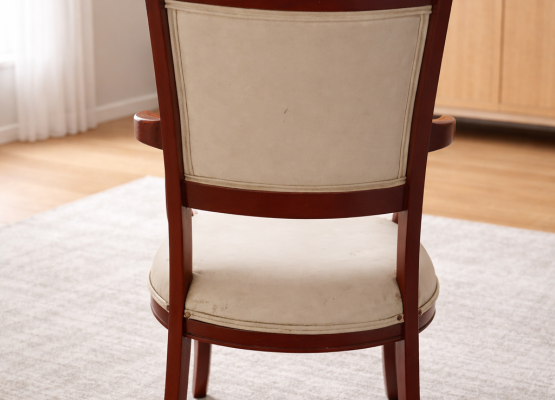 Solid Wood Upholstered Armchair with Walnut Finish