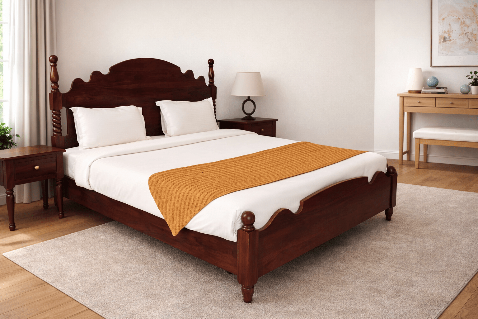 Classic Wooden Double Bed – Durable & Stylish