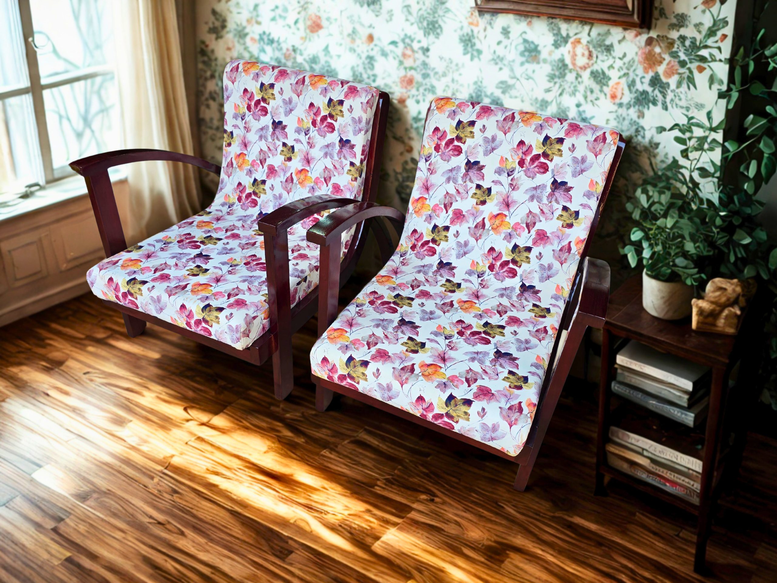 Floral Accent Chairs in Sunlit Corner