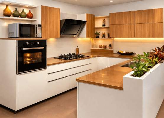modern L-shaped modular kitchen design