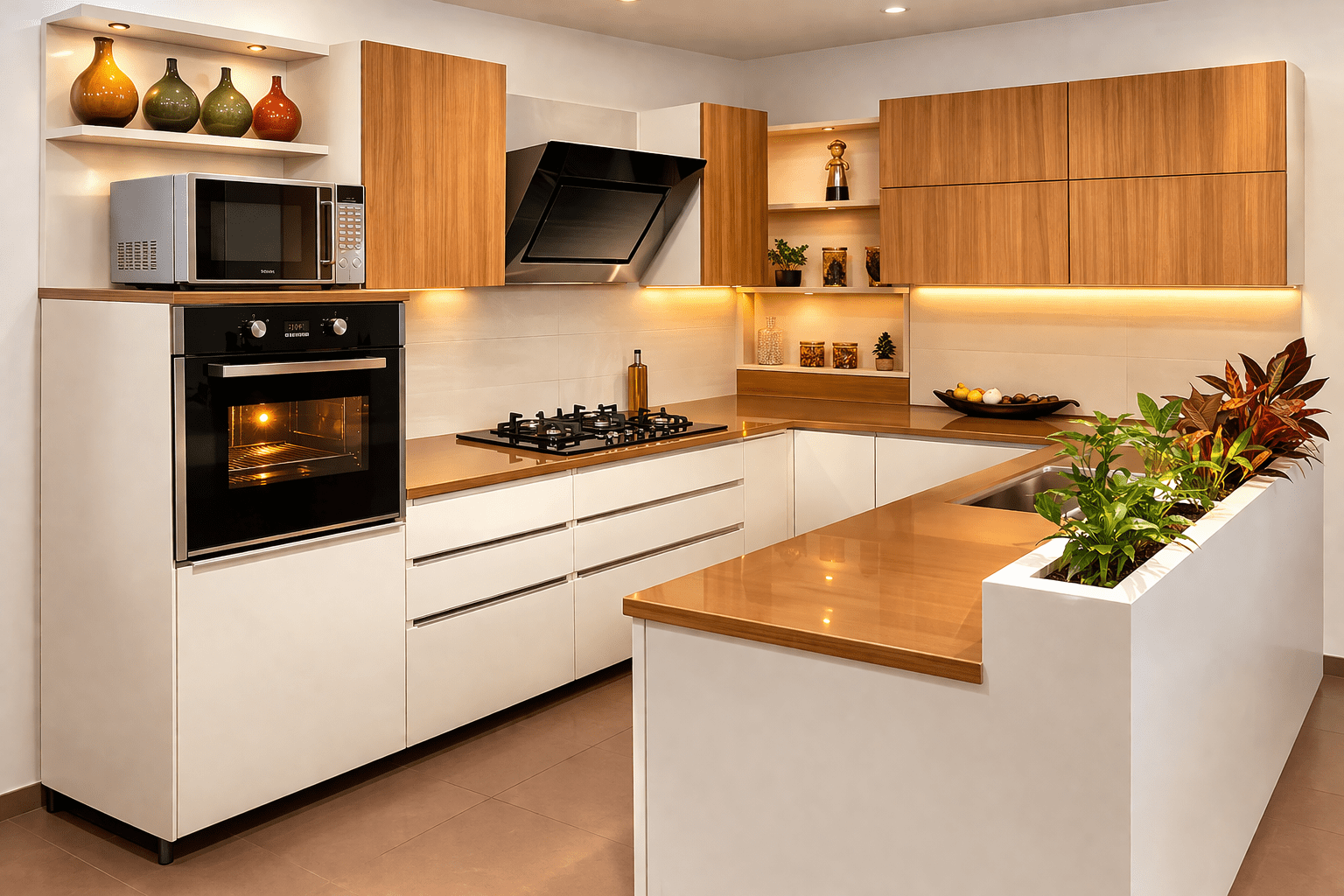 modern L-shaped modular kitchen design