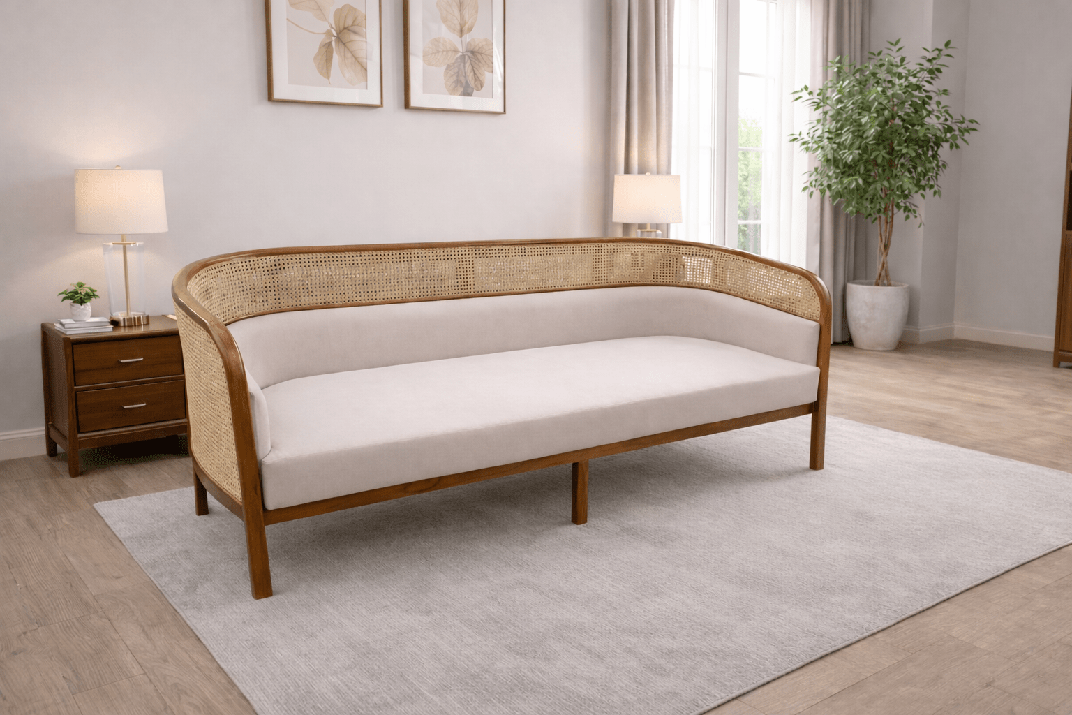 Mid-Century Modern Cane Sofa